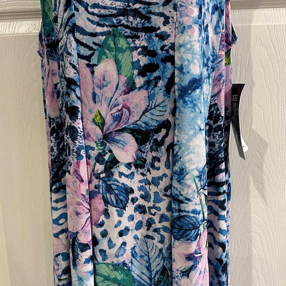Attitudes by Renee Blue and Pink Patterned maxi Dress - Picture 3 of 15
